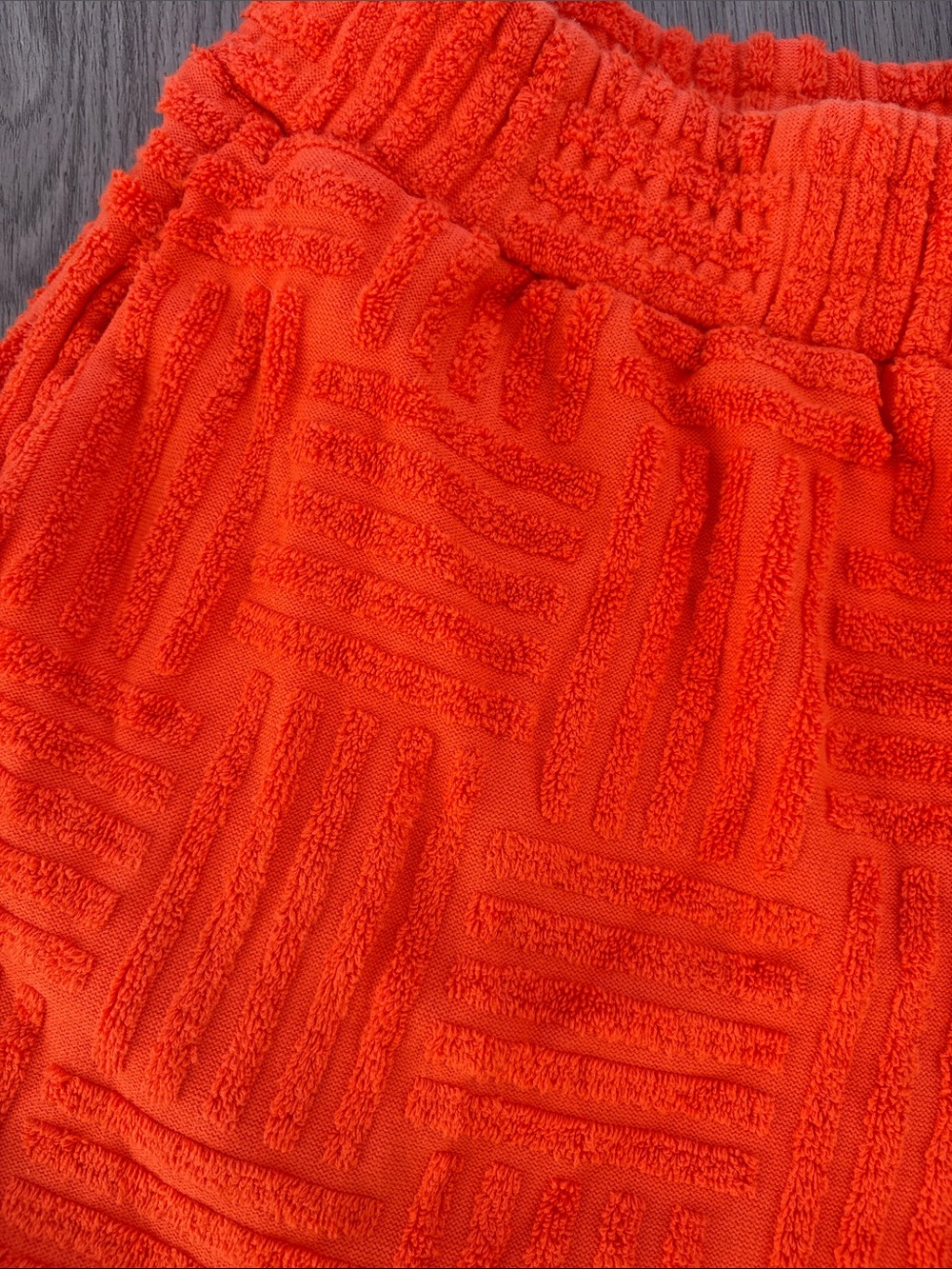 Bright Orange Terry Cloth Women's Shorts - Picture 2 of 3